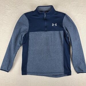 Under Armour Sweater Mens Small Blue‎ Loose Coldgear Fleece Performance Tech